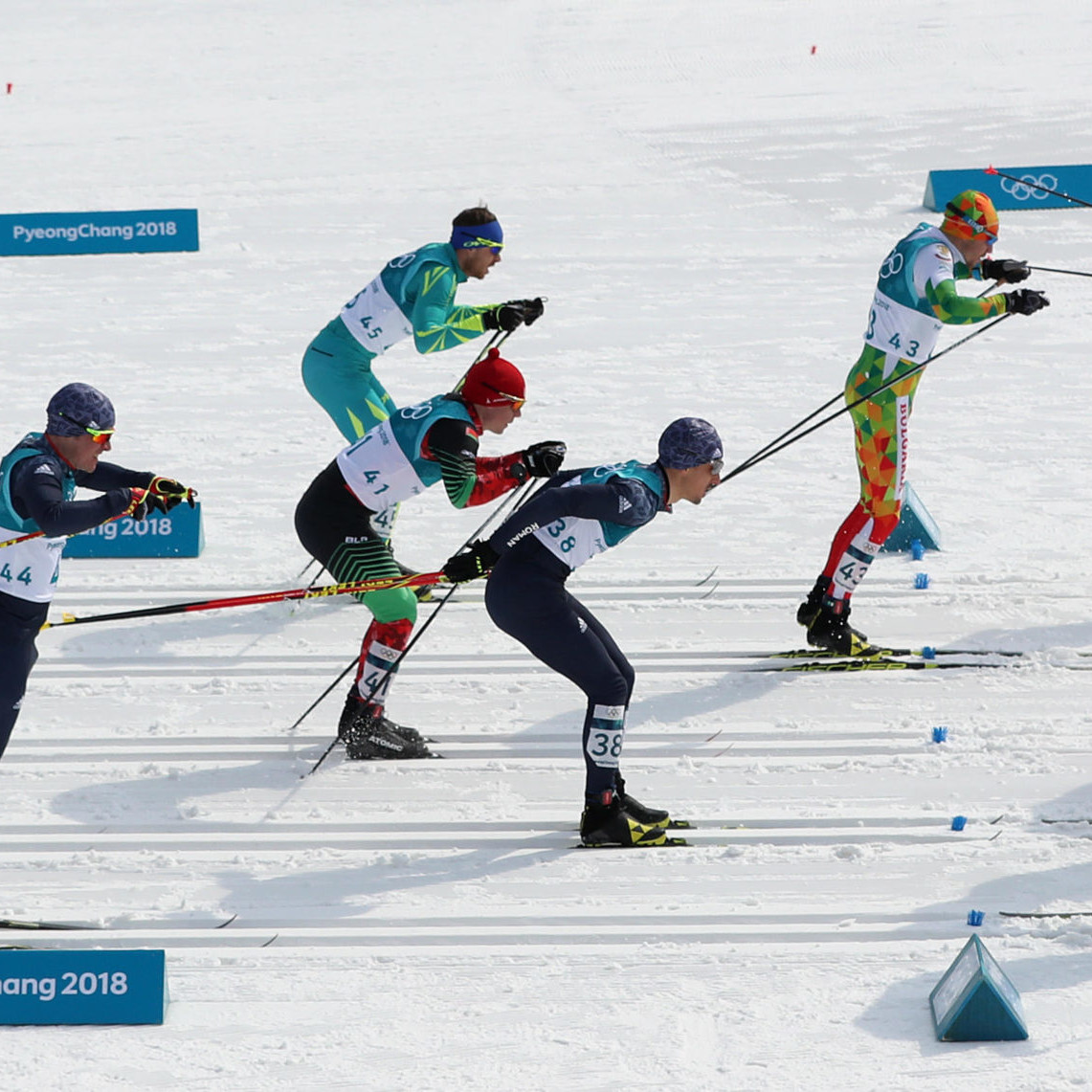 Action shot of skiers