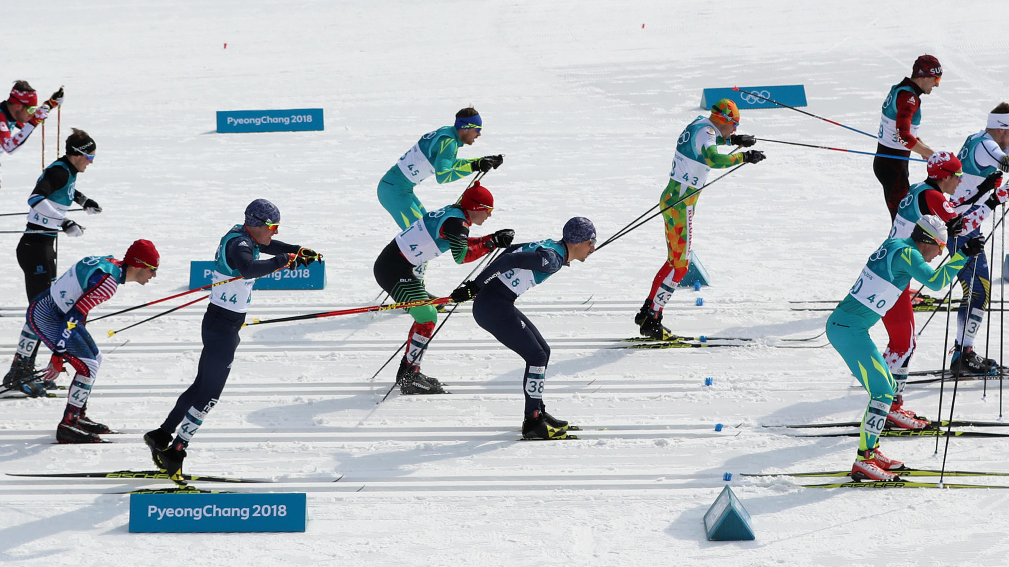 Action shot of skiers