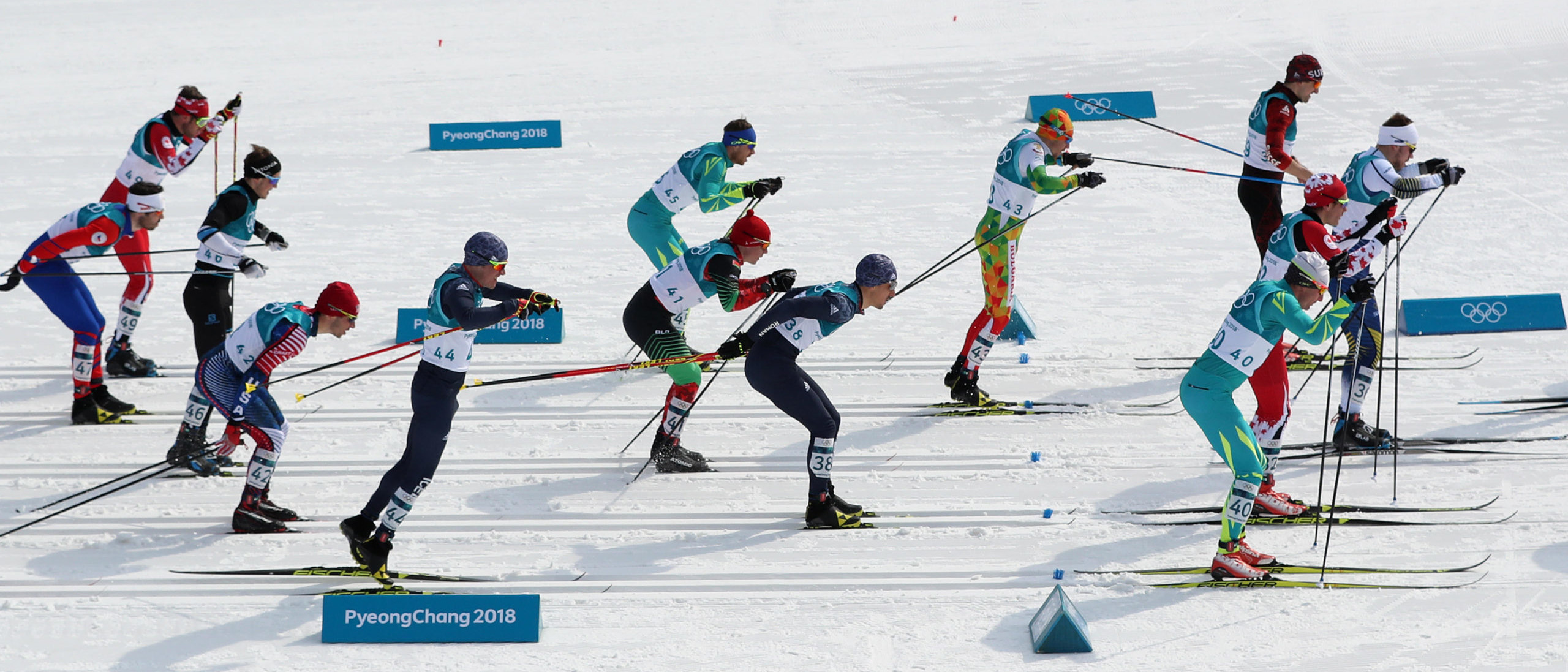 Action shot of skiers