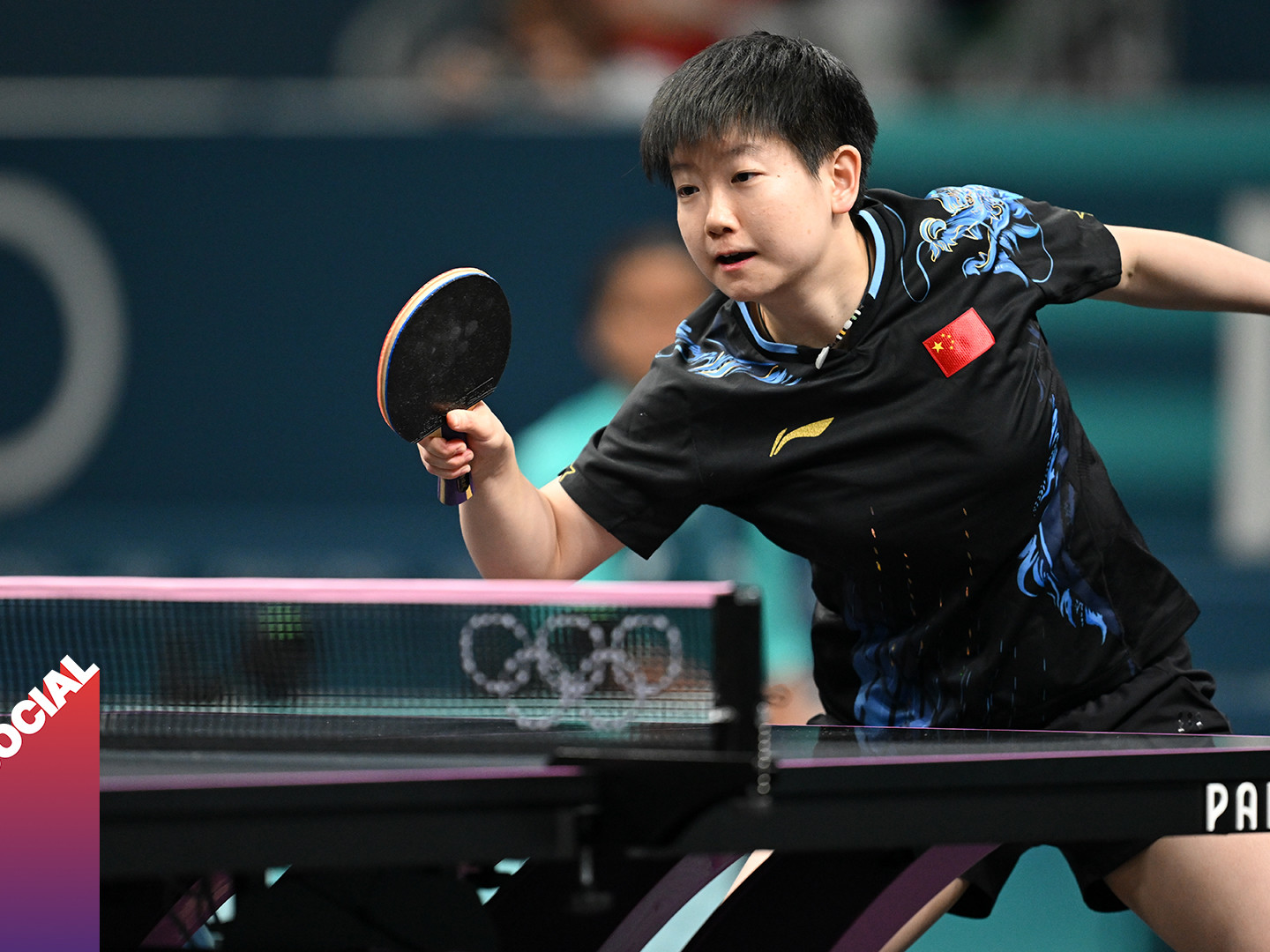 Action shot of table tennis player
