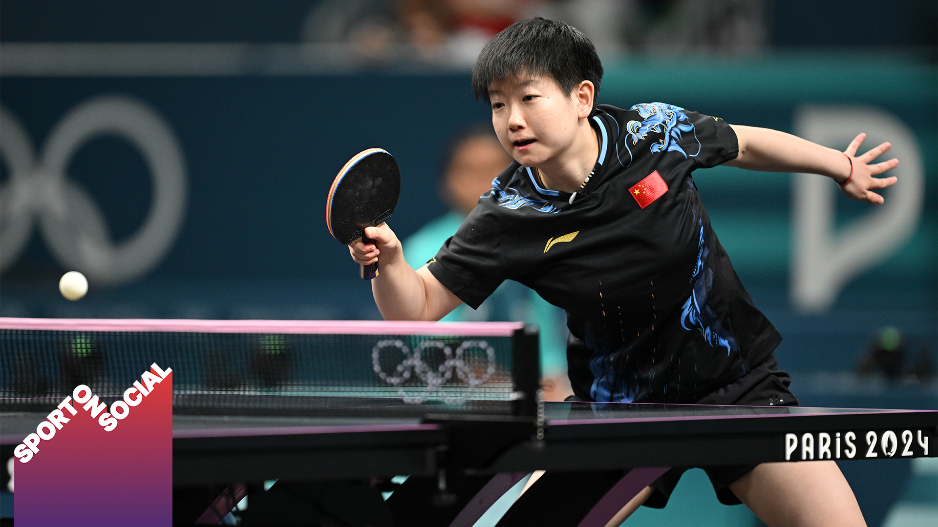 Action shot of table tennis player