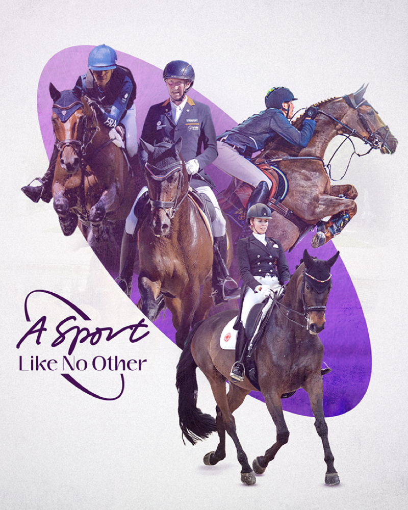 A sport like no other poster with 4 different riders on their horses.