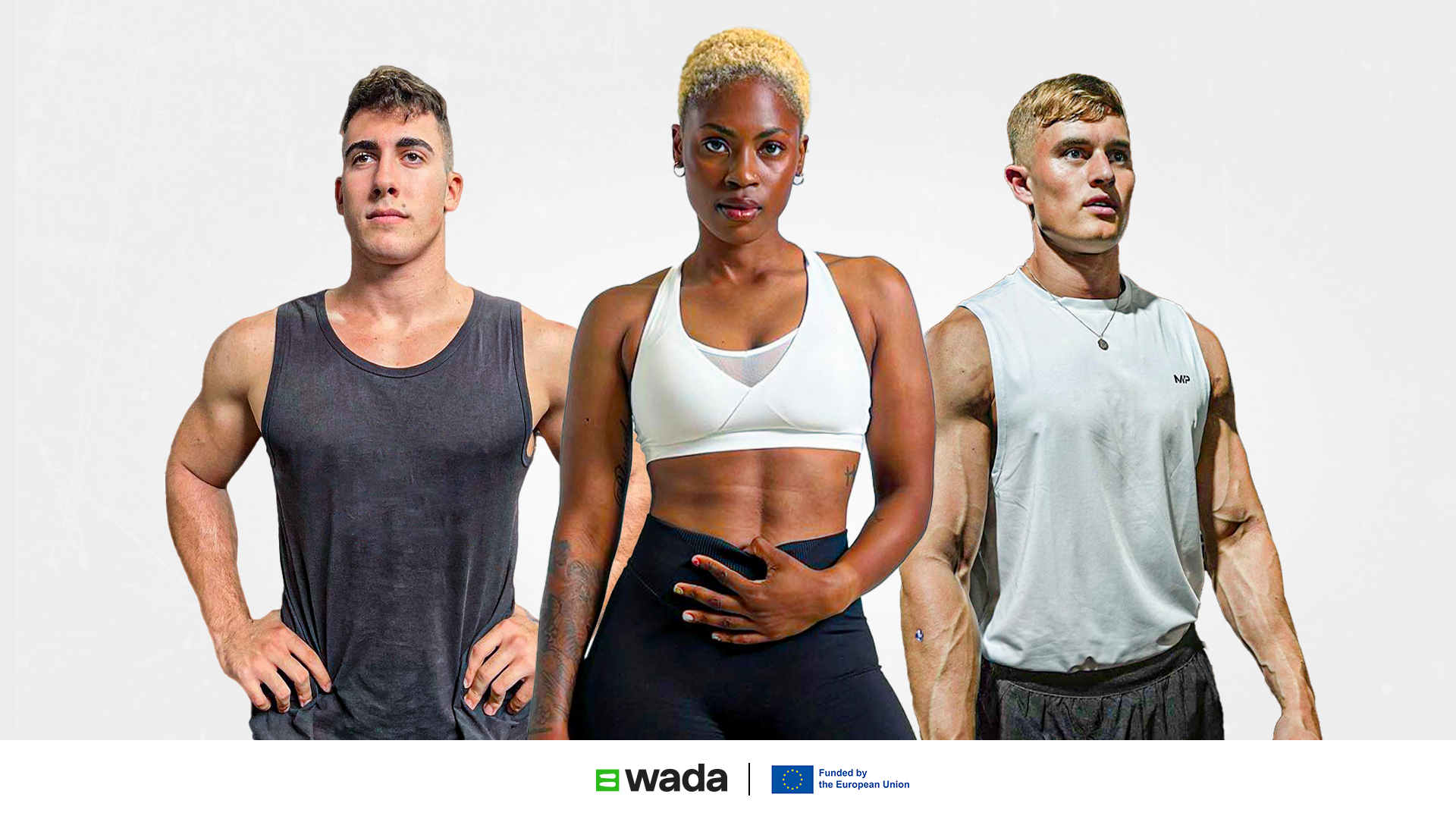 Three athletes in gym wear poising for the camera