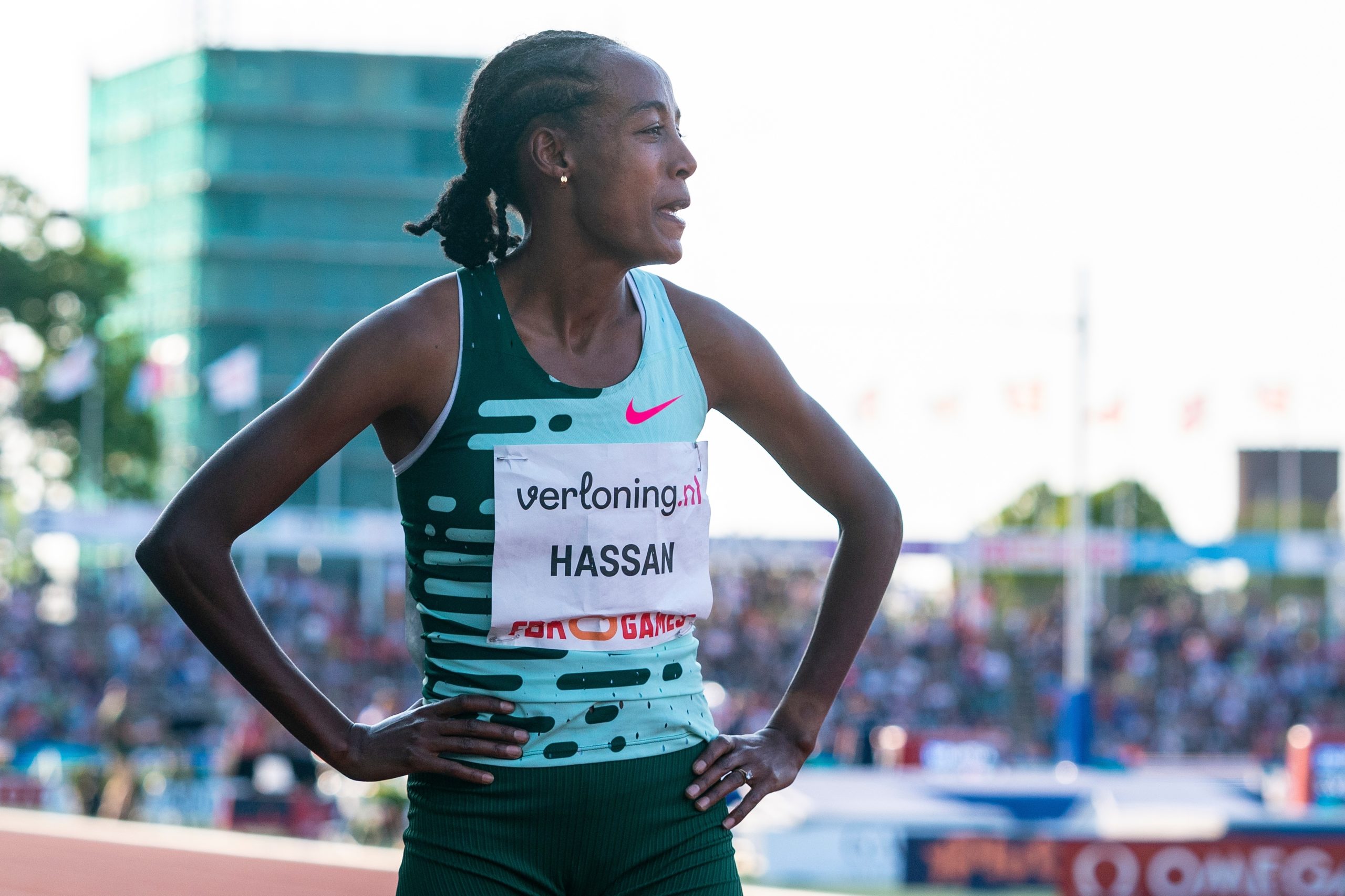 Sifan Hassan with her hands on her hips ahead of a race - SportOnSocial Global Running Culture 2025