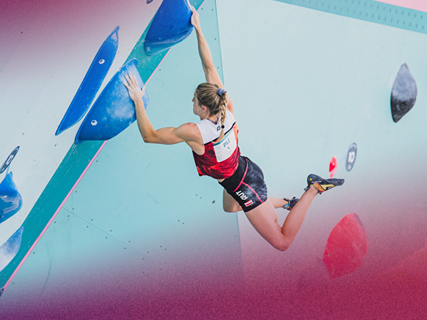 Picture of a women indoor climbing