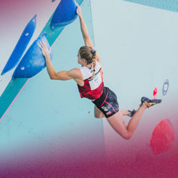Picture of a women indoor climbing